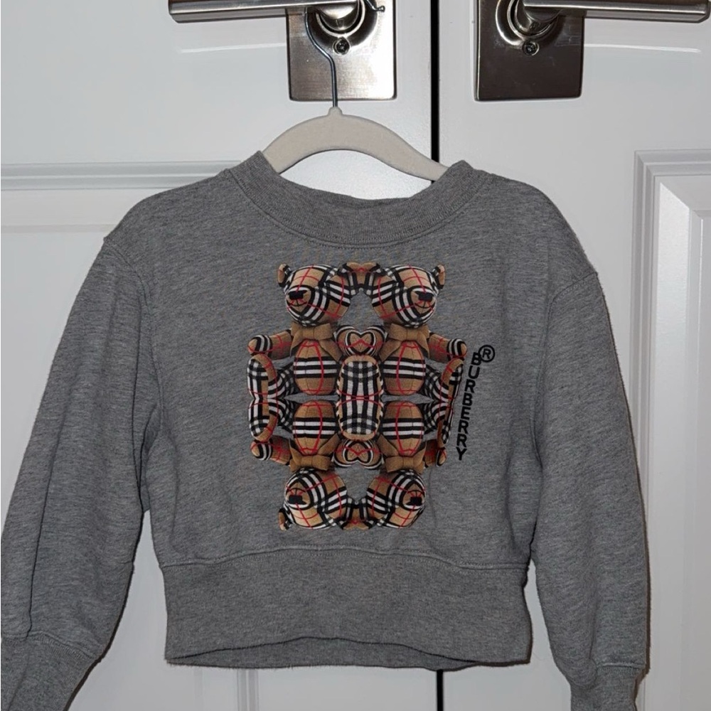 Burberry Gray Sweatshirt with Patterned Design